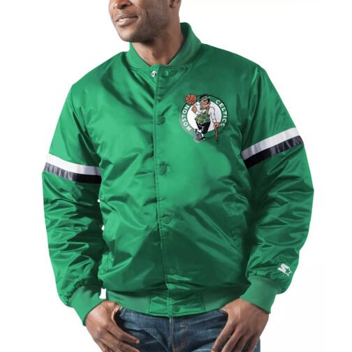 Boston Celtics The Champ Varsity Green Satin Jacket - Image 4