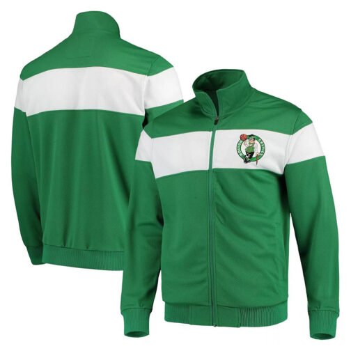 Kelly Green/White Boston Celtics Strength Striped Track Jacket - Image 4