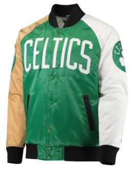 Boston Celtics Tricolor Remix Satin Green/Gold/White Jacket