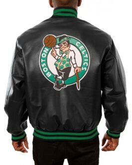 Varsity Boston Celtics Black Leather Jacket