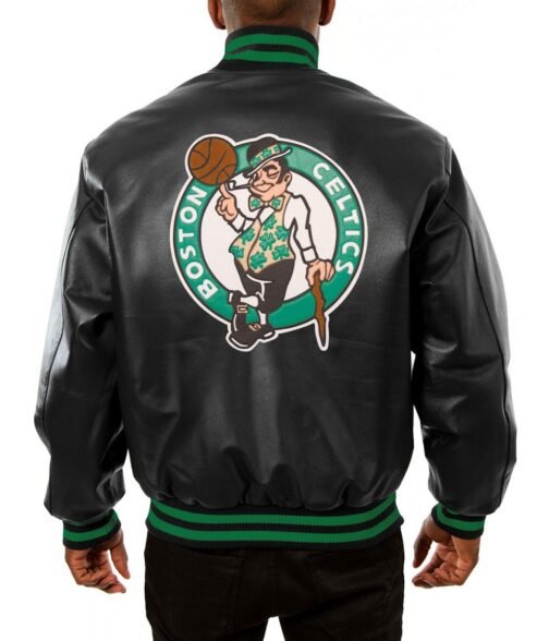 Varsity Boston Celtics Black Leather Jacket - Image 2