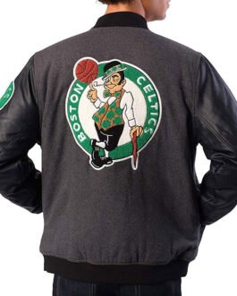 Boston Celtics Varsity Charcoal and Black Jacket