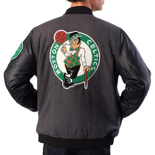 Boston Celtics Varsity Charcoal and Black Jacket - Image 2