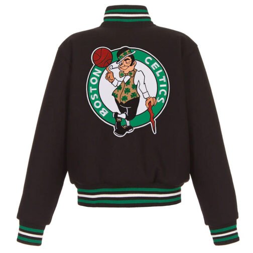 Varsity Boston Celtics Embroidered Black Wool Jacket - Image 5