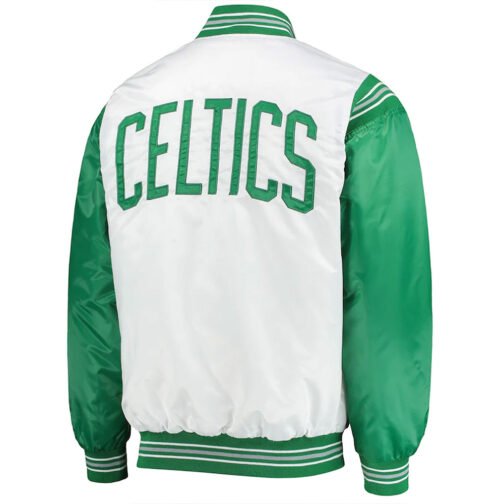 Boston Celtics White/Kelly Green Satin Jacket - Image 2