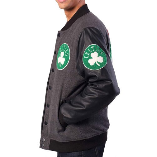 Boston Celtics Varsity Charcoal and Black Jacket - Image 3
