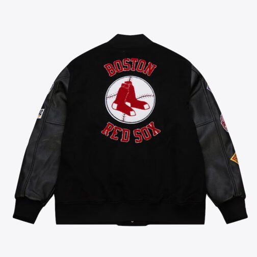 Boston Red Sox Black Out Vintage Logo Varsity Jacket - Image 2