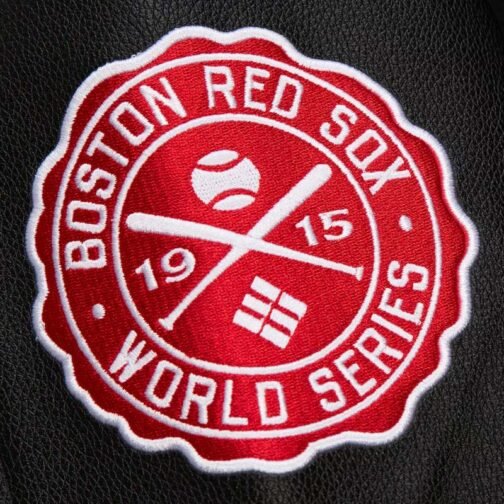 Boston Red Sox Black Out Vintage Logo Varsity Jacket - Image 7