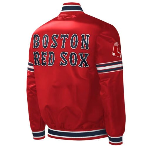 Starter Midfield Boston Red Sox Full-Snap Red Satin Varsity Jacket - Image 2
