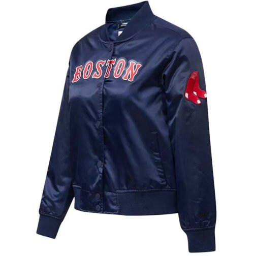 Navy Boston Red Sox Full-Snap Satin Jacket