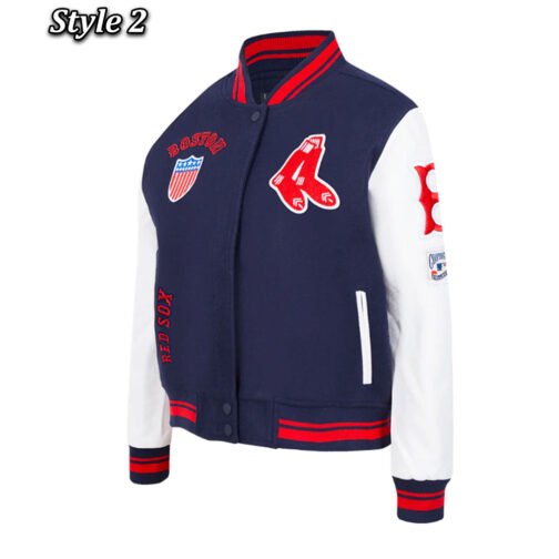Retro Classic Rib Boston Red Sox Varsity Jacket - Image 6