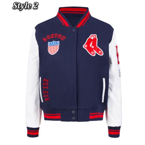 Retro Classic Rib Boston Red Sox Varsity Jacket - Image 2