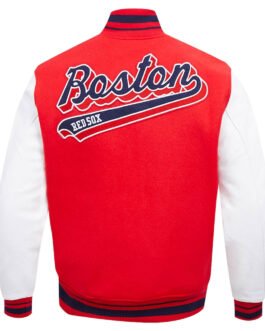 Boston Red Sox Script Tail Red and White Varsity Jacket