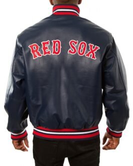 Varsity Boston Red Sox Navy Blue Leather Jacket
