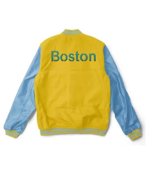 Letterman Boston Red Sox Blue and Yellow Jacket - Image 2