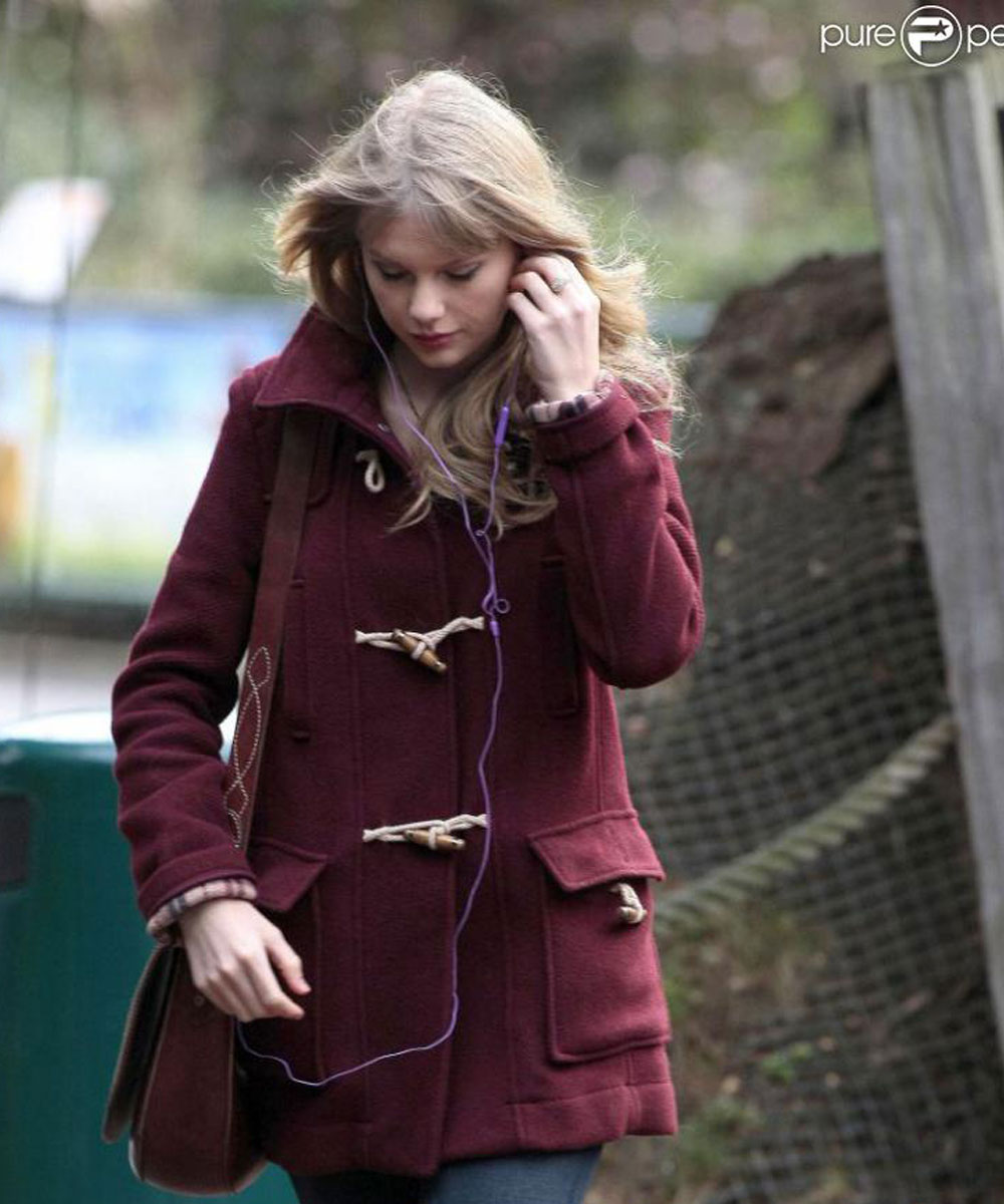 Taylor Swift Duffle Maroon Coat - Image 7