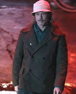Bullet Train Brad Pitt Black Peacoat