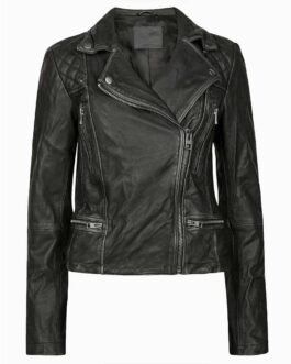 Olivia Luccardi East New York Biker Black Leather Jacket