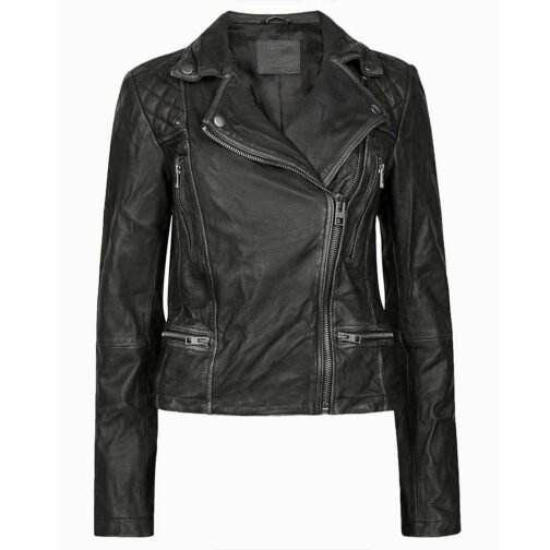 Olivia Luccardi East New York Biker Black Leather Jacket
