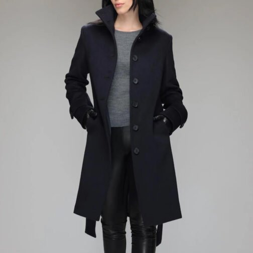 Women’s Stand Collar Brenna Red Wool Coat - Image 9