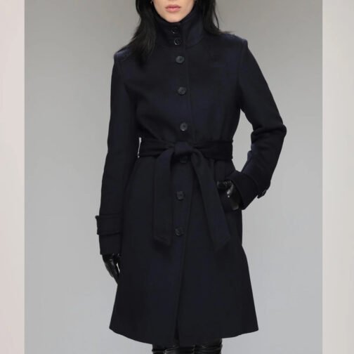 Women’s Stand Collar Brenna Red Wool Coat - Image 3