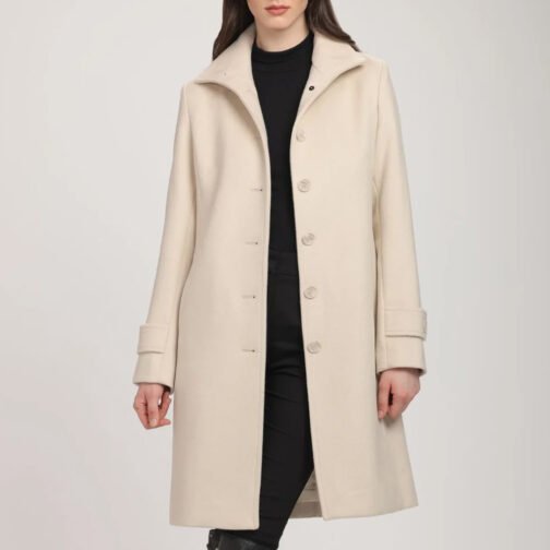 Women’s Stand Collar Brenna Red Wool Coat - Image 8