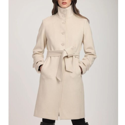 Women’s Stand Collar Brenna Red Wool Coat - Image 2