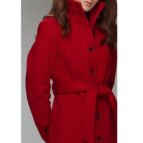 Women’s Stand Collar Brenna Red Wool Coat - Image 13