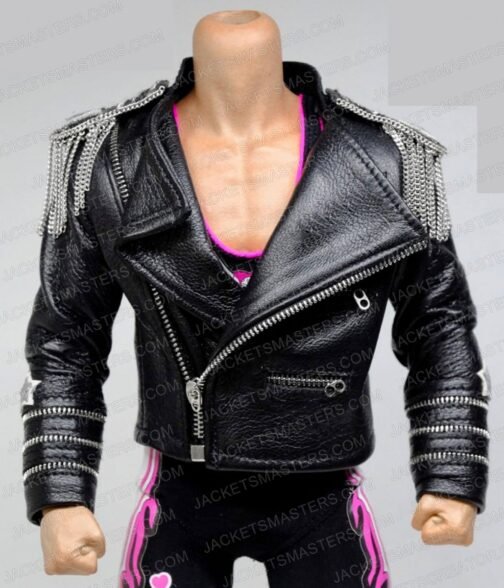 WWE Bret Hart The Hitman Zipper Leather Jacket