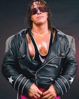 WWE Bret Hart The Hitman Zipper Leather Jacket
