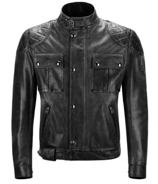 Brooklands Diamond Quilted Leather Biker Jacket - Image 4
