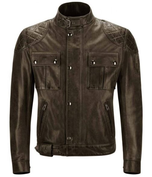 Brooklands Diamond Quilted Leather Biker Jacket - Image 3