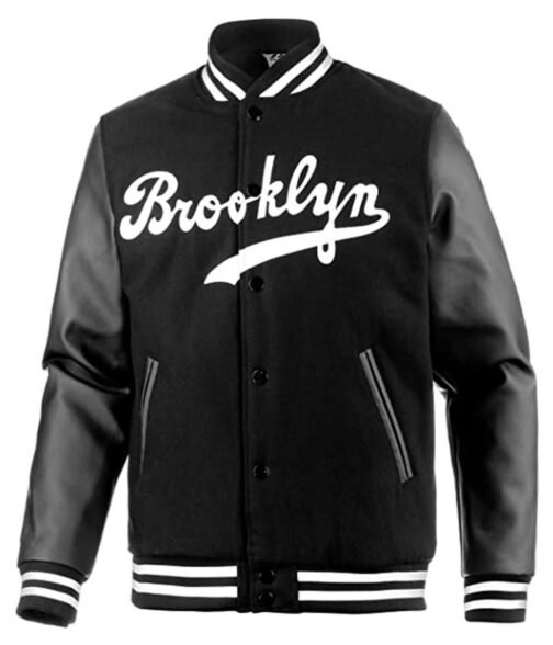 Brooklyn Dodgers Black Letterman Jacket - Image 3