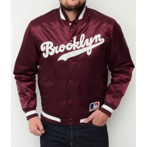 Brooklyn Dodgers Maroon Satin Jacket - Image 5