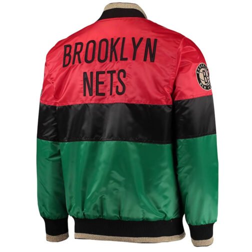 Brooklyn Nets Black History Month 75th Anniversary Satin Jacket - Image 2