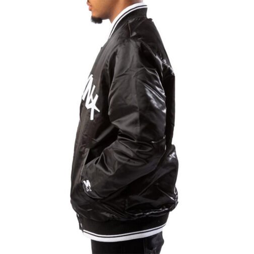 Brooklyn Nets Full-Snap Bomber Black Jacket - Image 5