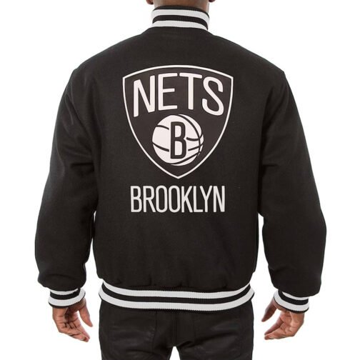 Brooklyn Nets Black Varsity Wool Jacket - Image 2