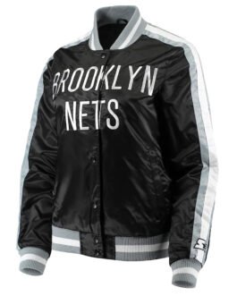 Competition Brooklyn Nets Black Satin Jacket