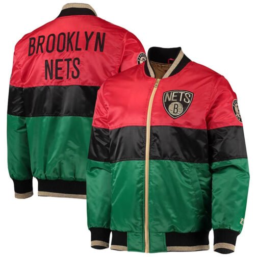 Brooklyn Nets Black History Month 75th Anniversary Satin Jacket - Image 3