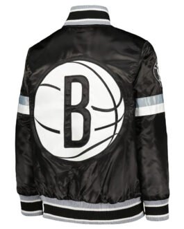 Brooklyn Nets Home Game Black Satin Jacket