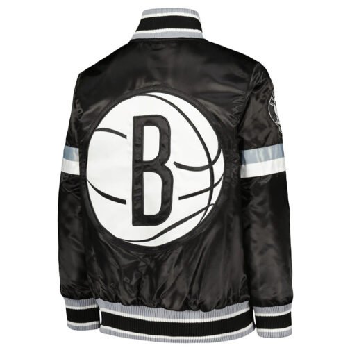 Brooklyn Nets Home Game Black Satin Jacket - Image 2