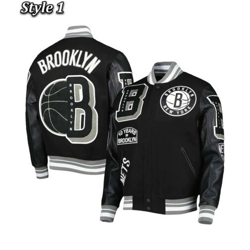 Mash Up Brooklyn Nets Black Varsity Jacket - Image 11