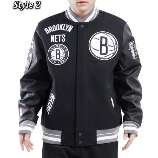 Mash Up Brooklyn Nets Black Varsity Jacket - Image 6