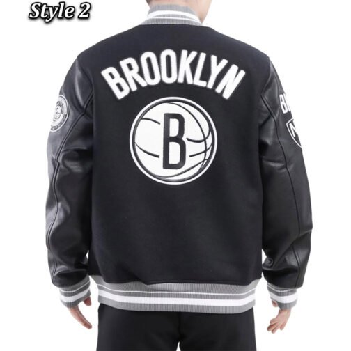 Mash Up Brooklyn Nets Black Varsity Jacket - Image 4