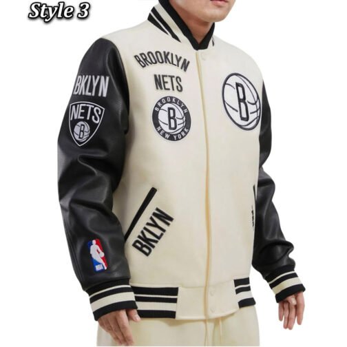 Mash Up Brooklyn Nets Black Varsity Jacket - Image 10