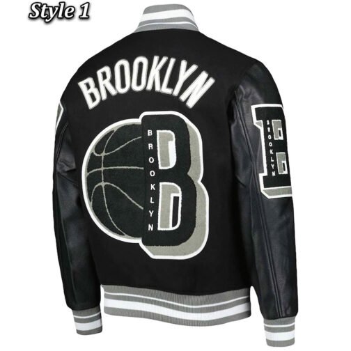 Mash Up Brooklyn Nets Black Varsity Jacket - Image 2
