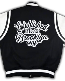 Brooklyn Nets Motto Black and White Varsity Jacket