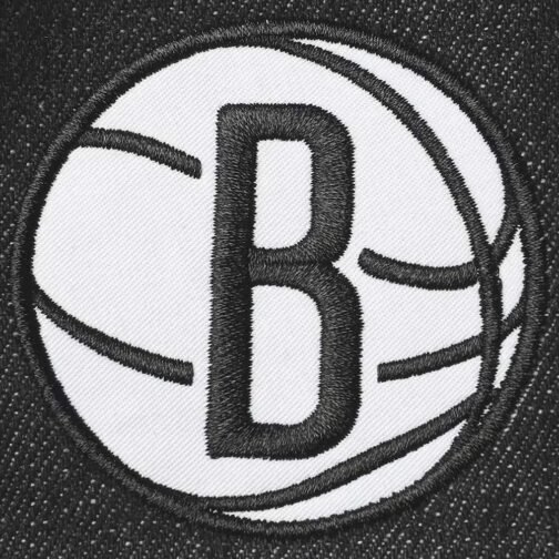 Black Brooklyn Nets Patch Button-Up Denim Jacket - Image 4