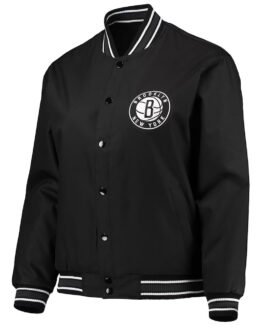 Brooklyn Nets Black Poly Twill Jacket