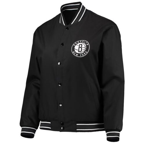 Brooklyn Nets Black Poly Twill Jacket